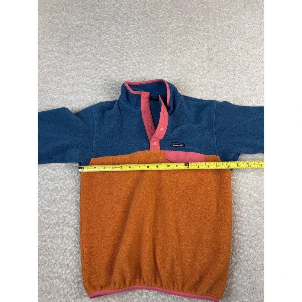 Patagonia Synchilla Pullover Youth 12 Blue‎ Orange Fleece Snap-T Sweatshirt